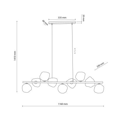 Brilagi - Pakabinama liustra VULCANO su laidu 9xG9/8W/230V juoda/dūminė juoda