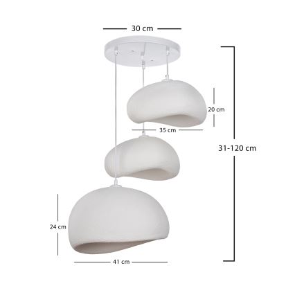 Brilagi - Pakabinama liustra WABI SABI 3xE27/40W/230V Ø 76 cm, balta