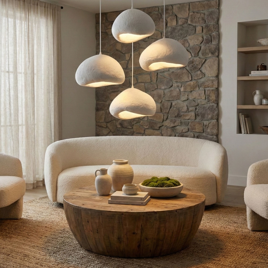 Brilagi - pakabinama liustra WABI SABI 4xE27/40W/230V, skersmuo 95 cm, balta