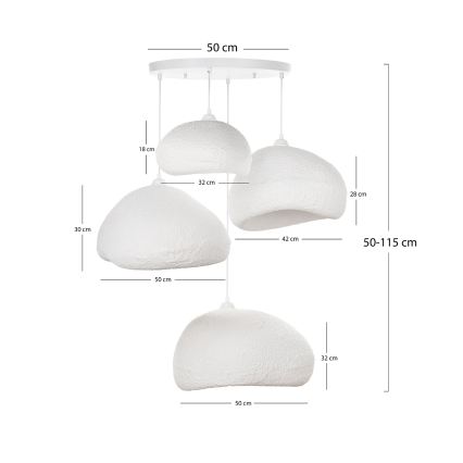 Brilagi - pakabinama liustra WABI SABI 4xE27/40W/230V, skersmuo 95 cm, balta