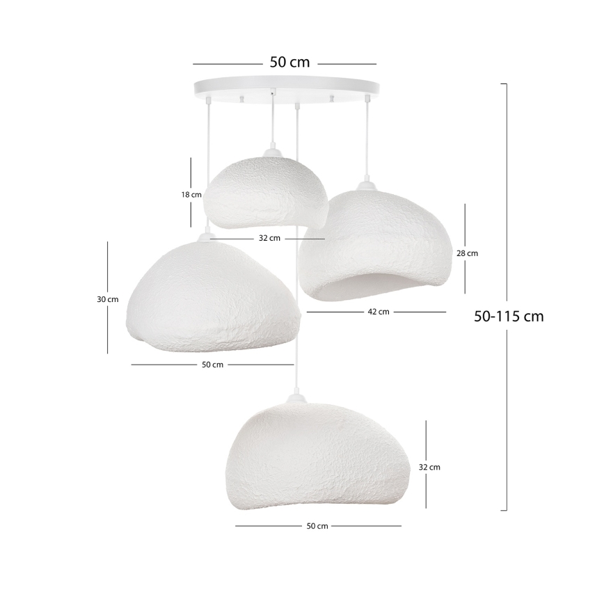 Brilagi - pakabinama liustra WABI SABI 4xE27/40W/230V, skersmuo 95 cm, balta