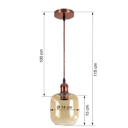 BRILAGI - LED pakabinamas šviestuvas ant laido RETRO GLASS 1xE27/60W/230V Ø 14 cm vario/dūminė ruda