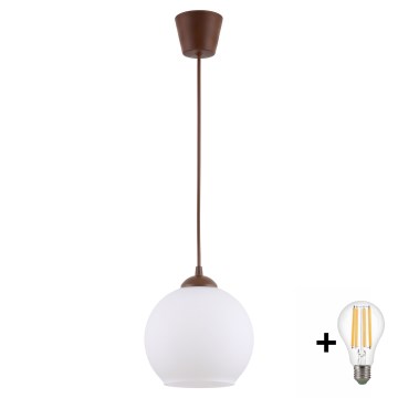 BRILAGI - pakabinamas LED šviestuvas ant laido RETRO GLASS 1xE27/60W/230V skersmuo 15 cm ruda/balta