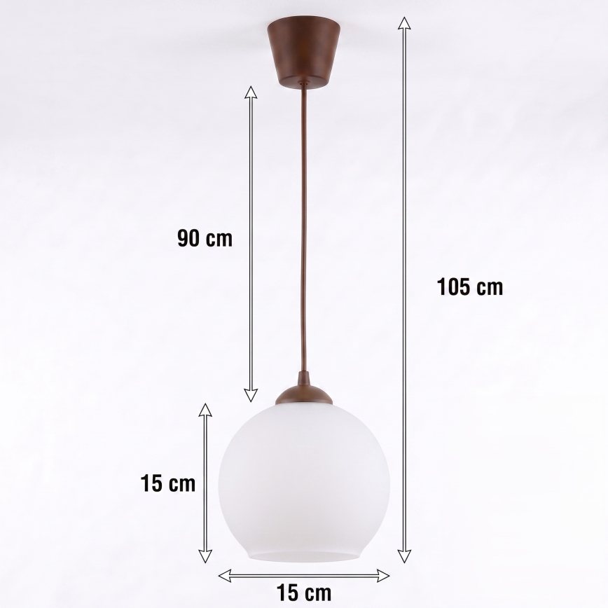 BRILAGI - pakabinamas LED šviestuvas ant laido RETRO GLASS 1xE27/60W/230V skersmuo 15 cm ruda/balta