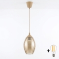 BRILAGI - pakabinamas LED šviestuvas ant laido RETRO GLASS 1xE27/60W/230V, skersmuo 17 cm, smėlio / dūminė smėlio spalva