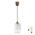 BRILAGI - pakabinamas LED šviestuvas ant laido RETRO GLASS 1xE27/60W/230V Ø 14 cm rudas/baltas
