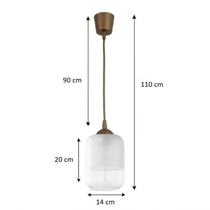 BRILAGI - pakabinamas LED šviestuvas ant laido RETRO GLASS 1xE27/60W/230V Ø 14 cm rudas/baltas
