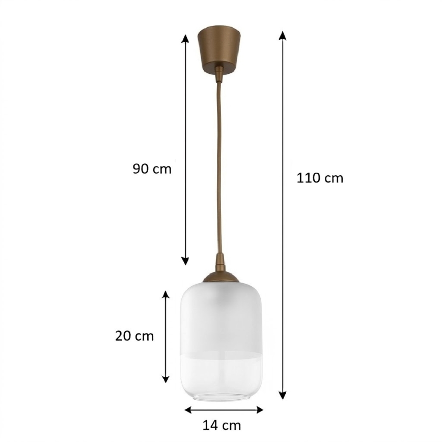 BRILAGI - pakabinamas LED šviestuvas ant laido RETRO GLASS 1xE27/60W/230V Ø 14 cm rudas/baltas