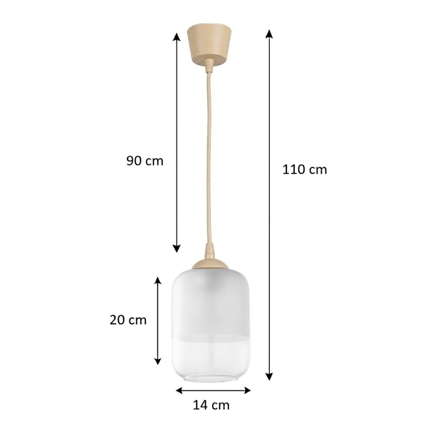 BRILAGI - pakabinamas LED šviestuvas su kabeliu RETRO GLASS 1xE27/60W/230V skersm. 14 cm smėlinė/balta
