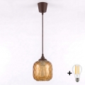 BRILAGI - pakabinamas LED šviestuvas su laidu RETRO GLASS 1xE27/60W/230V skersmuo 14 cm ruda/dūminė ruda