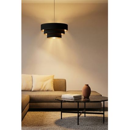 Brilagi - Pakabinamas liustras LUNETA ant laido 1xE27/60W/230V Ø 40 cm juoda/auksinė