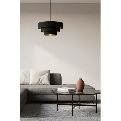 Brilagi - Pakabinamas liustras LUNETA ant laido 1xE27/60W/230V Ø 40 cm juoda/auksinė