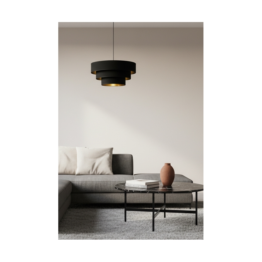 Brilagi - Pakabinamas liustras LUNETA ant laido 1xE27/60W/230V Ø 40 cm juoda/auksinė