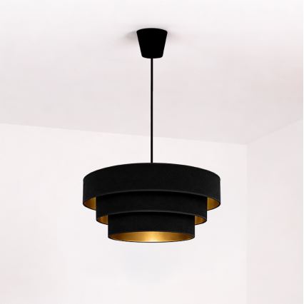 Brilagi - Pakabinamas liustras LUNETA ant laido 1xE27/60W/230V Ø 40 cm juoda/auksinė