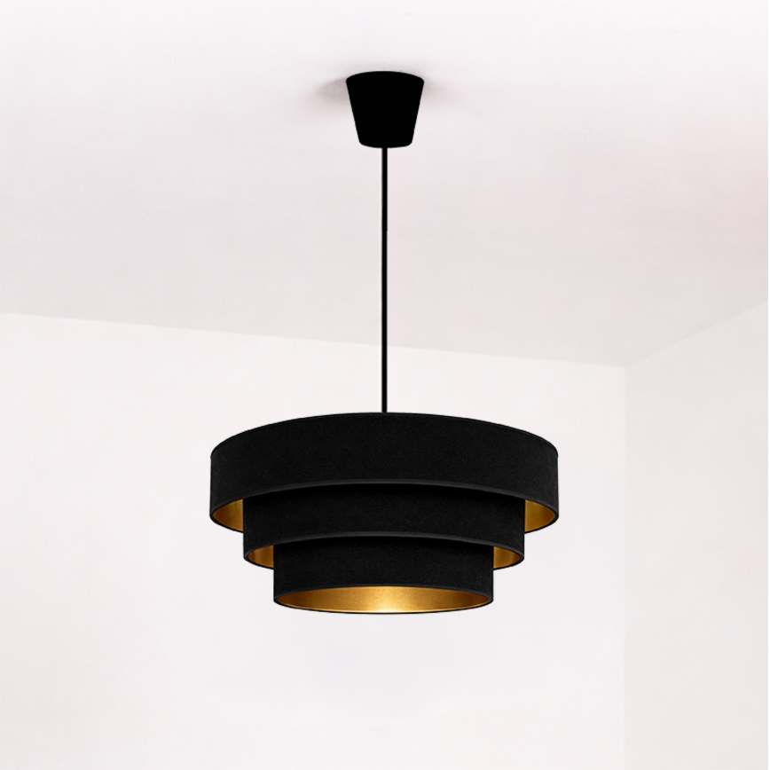 Brilagi - Pakabinamas liustras LUNETA ant laido 1xE27/60W/230V Ø 40 cm juoda/auksinė