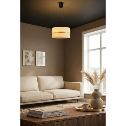 Brilagi - pakabinamas liustras su laidu DUO-DUO 1xE27/60W/230V Ø 40 cm kreminė/auksinė