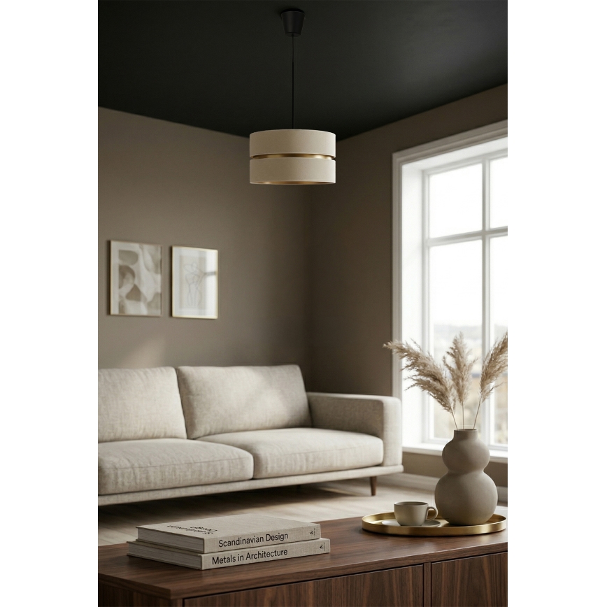 Brilagi - pakabinamas liustras su laidu DUO-DUO 1xE27/60W/230V Ø 40 cm kreminė/auksinė
