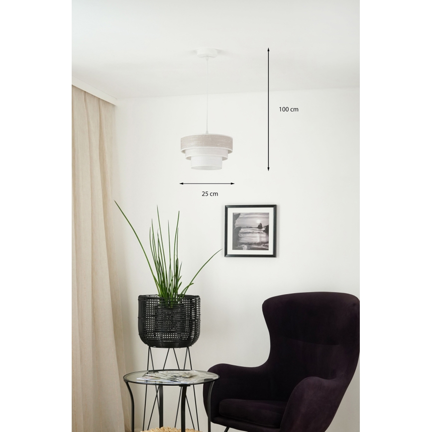 Brilagi - Pakabinamas sietynas ALASKA LUNETA 1xE27/15W/230V diametras 25 cm pilka/kreminė
