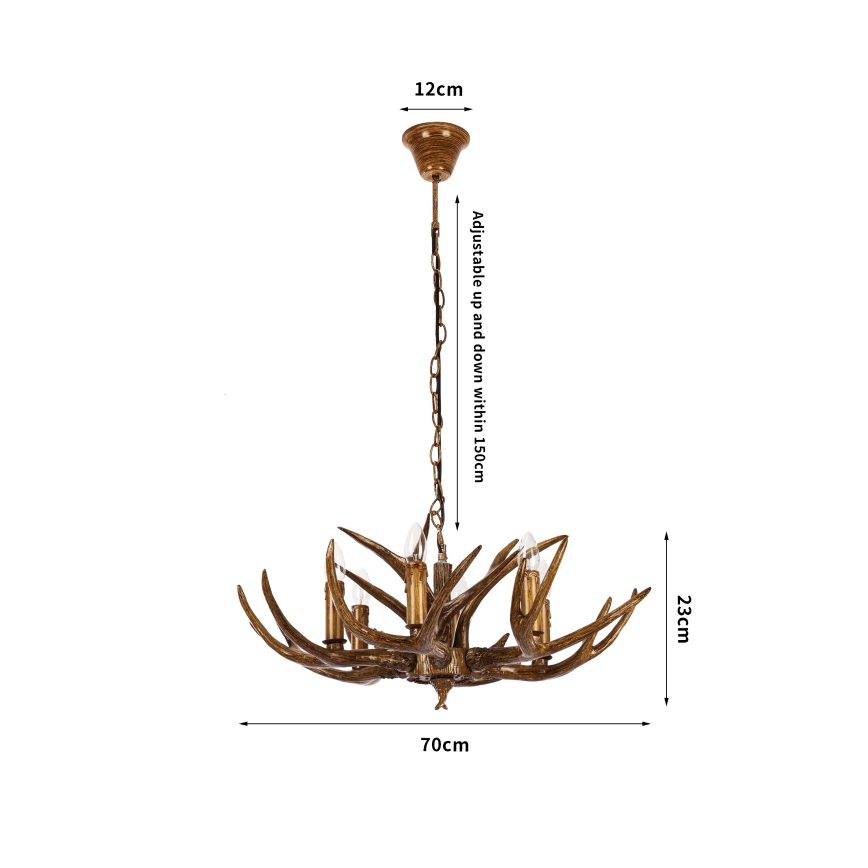 Brilagi - pakabinamas sietynas ant grandinės DEER 6xE14/10W/230V, skersmuo 70 cm