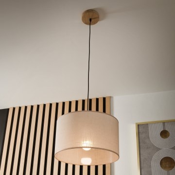 Brilagi - Pakabinamas sietynas ANTHONY 1xE27/60W/230V ąžuolas/smėlio spalva