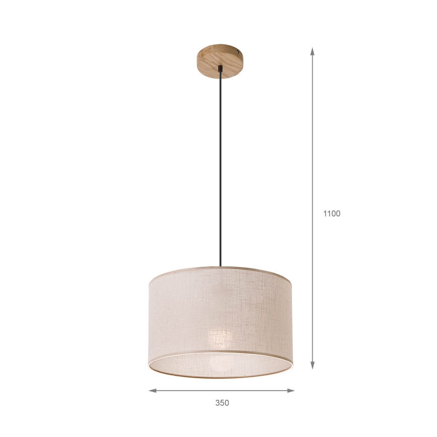 Brilagi - Pakabinamas sietynas ANTHONY 1xE27/60W/230V ąžuolas/smėlio spalva