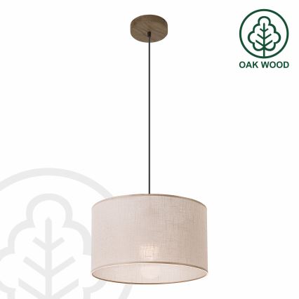 Brilagi - Pakabinamas sietynas ANTHONY 1xE27/60W/230V ąžuolas/smėlio spalva