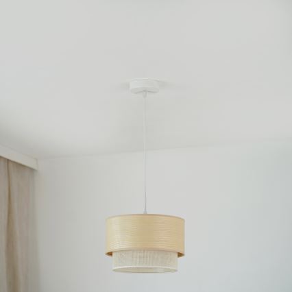 Brilagi - Pakabinamas sietynas ARIZONA BOHO 1xE27/15W/230V diametras 25 cm smėlio spalva/balta