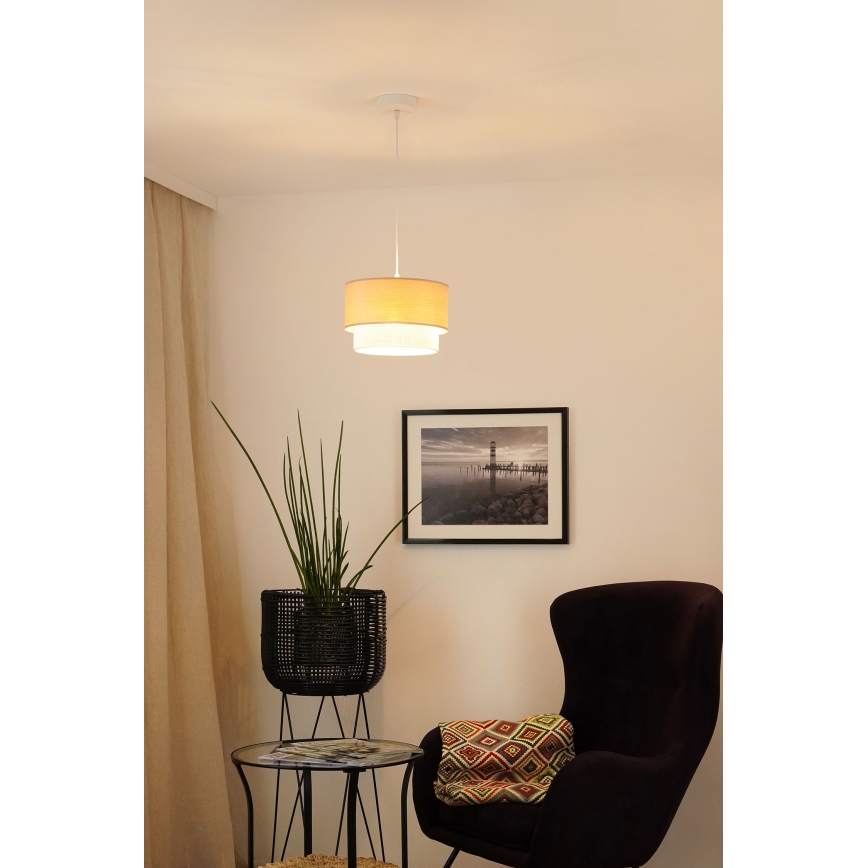 Brilagi - Pakabinamas sietynas ARIZONA BOHO 1xE27/15W/230V diametras 25 cm smėlio spalva/balta