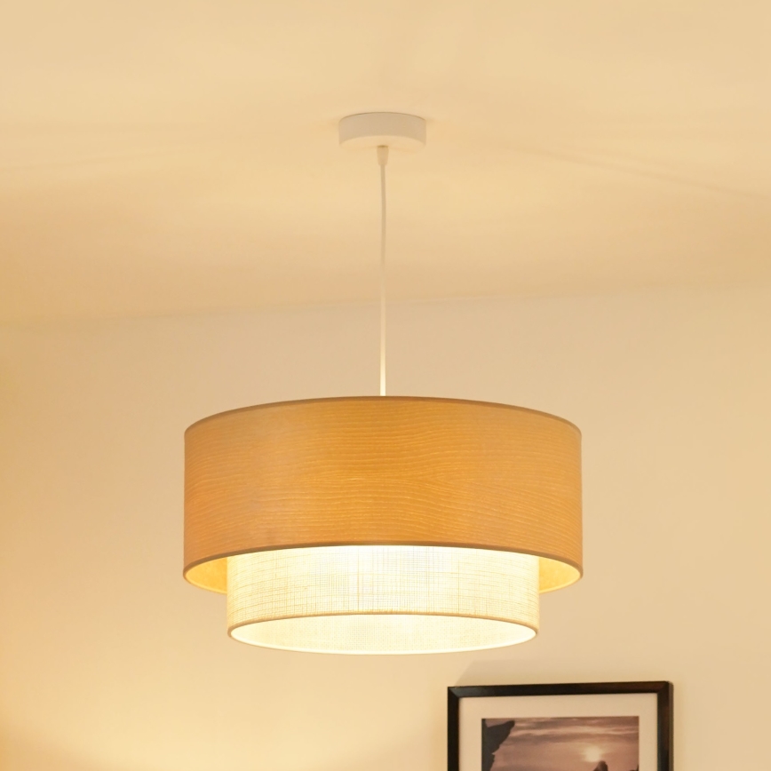 Brilagi - Pakabinamas sietynas ARIZONA BOHO 1xE27/15W/230V diametras 45 cm smėlio spalva/balta