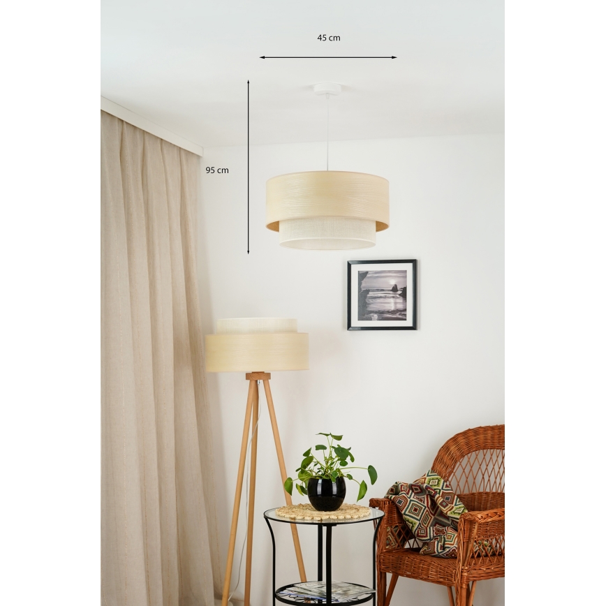 Brilagi - Pakabinamas sietynas ARIZONA BOHO 1xE27/15W/230V diametras 45 cm smėlio spalva/balta