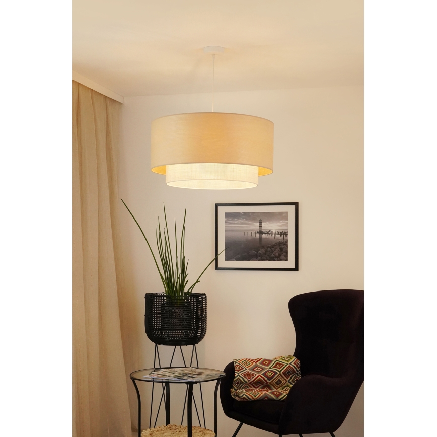 Brilagi - Pakabinamas sietynas ARIZONA BOHO 1xE27/15W/230V diametras 60 cm smėlio spalva/balta