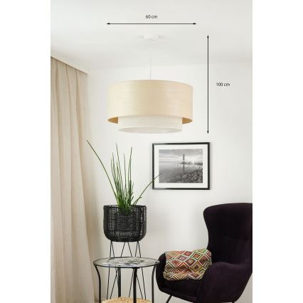 Brilagi - Pakabinamas sietynas ARIZONA BOHO 1xE27/15W/230V diametras 60 cm smėlio spalva/balta