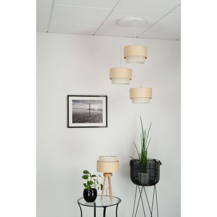 Brilagi - Pakabinamas sietynas ARIZONA BOHO 3xE27/15W/230V smėlio spalva/balta