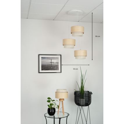 Brilagi - Pakabinamas sietynas ARIZONA BOHO 3xE27/15W/230V smėlio spalva/balta