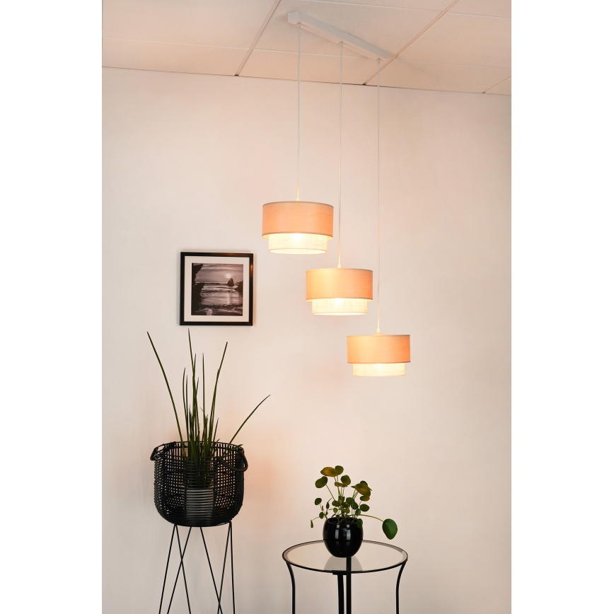 Brilagi - Pakabinamas sietynas ARIZONA BOHO 3xE27/15W/230V smėlio spalva/balta