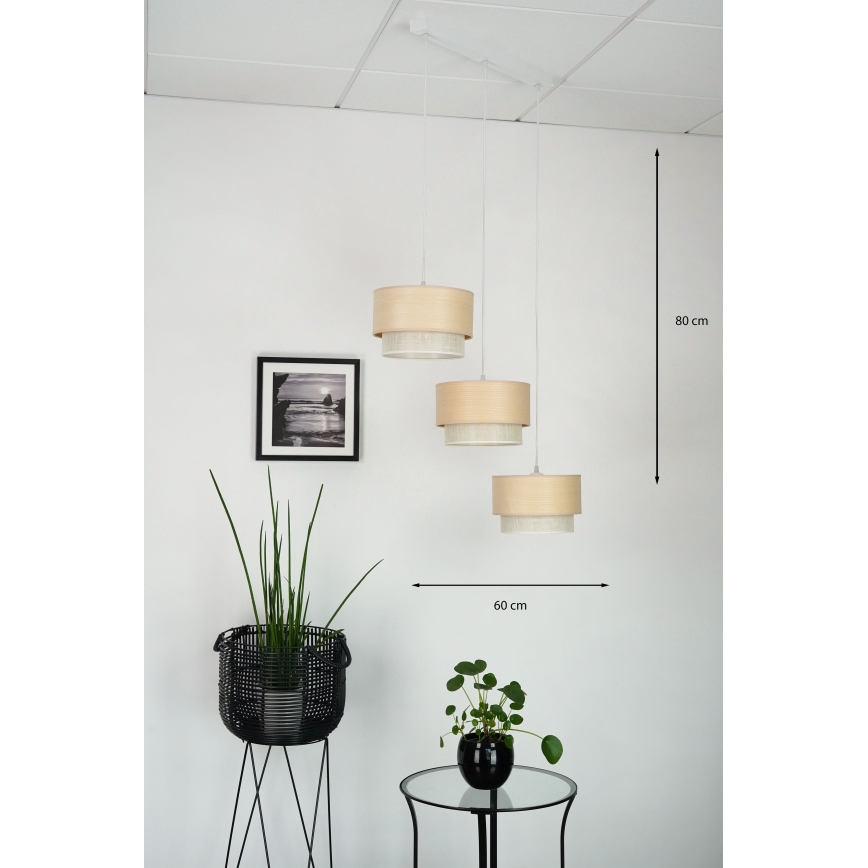 Brilagi - Pakabinamas sietynas ARIZONA BOHO 3xE27/15W/230V smėlio spalva/balta