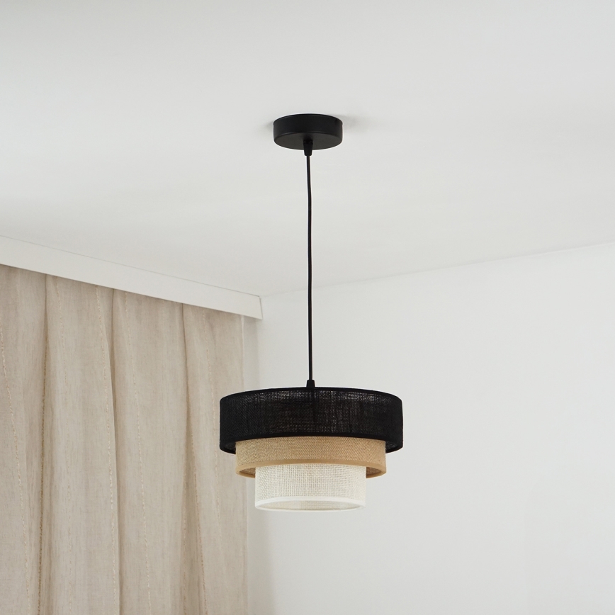 Brilagi - Pakabinamas sietynas ASPEN LUNETA 1xE27/15W/230V diametras 25 cm juoda/smėlio spalva/kreminė