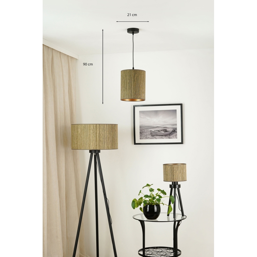 Brilagi - Pakabinamas sietynas BOSTON ROLLER 1xE27/15W/230V diametras 21 cm šiaudų ruda/auksas