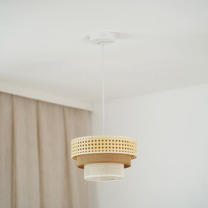 Brilagi - Pakabinamas sietynas CEDAR LUNETA 1xE27/15W/230V diametras 25 cm smėlio spalva/ruda/kreminė