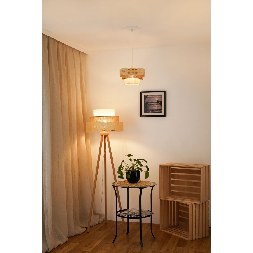 Brilagi - Pakabinamas sietynas CEDAR LUNETA 1xE27/15W/230V diametras 25 cm smėlio spalva/ruda/kreminė