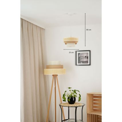 Brilagi - Pakabinamas sietynas CEDAR LUNETA 1xE27/15W/230V diametras 25 cm smėlio spalva/ruda/kreminė
