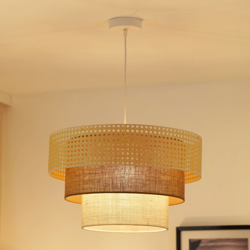 Brilagi - Pakabinamas sietynas CEDAR LUNETA 1xE27/15W/230V diametras 45 cm smėlio spalva/ruda/kreminė