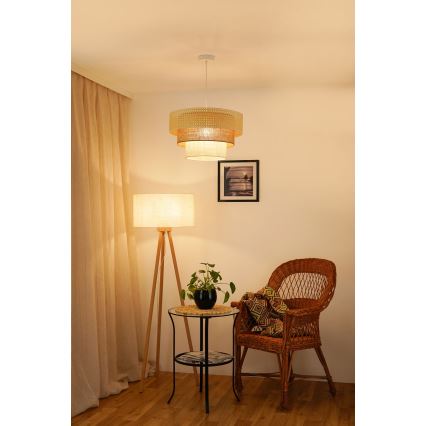 Brilagi - Pakabinamas sietynas CEDAR LUNETA 1xE27/15W/230V diametras 45 cm smėlio spalva/ruda/kreminė