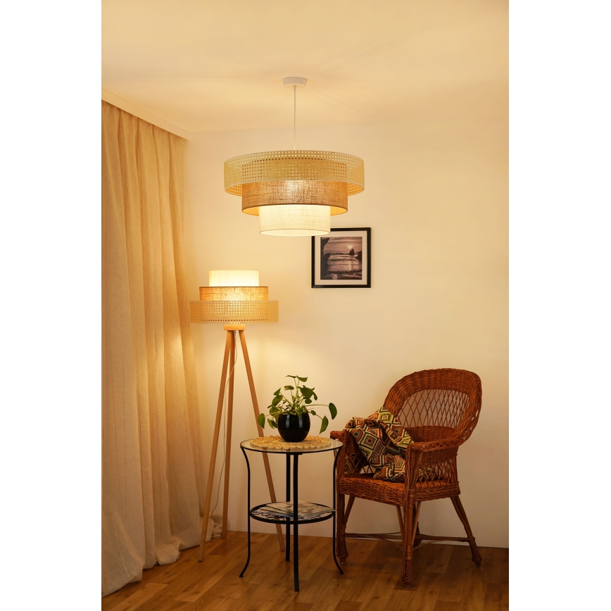 Brilagi - Pakabinamas sietynas CEDAR LUNETA 1xE27/15W/230V diametras 60 cm smėlio spalva/ruda/kreminė