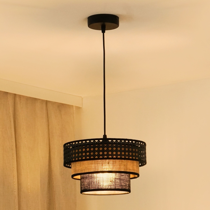 Brilagi - Pakabinamas sietynas DAKOTA LUNETA 1xE27/15W/230V diametras 25 cm juoda/smėlio spalva