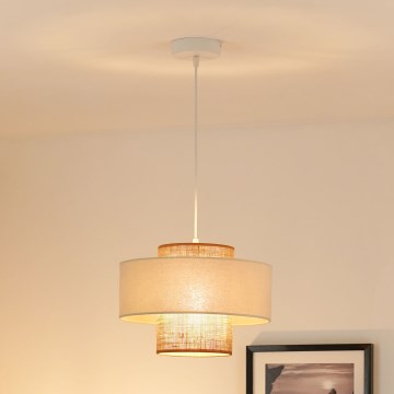 Brilagi - Pakabinamas sietynas DALLAS 1xE27/15W/230V diametras 30 cm ruda/kreminė/balta