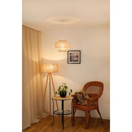 Brilagi - Pakabinamas sietynas DALLAS 1xE27/15W/230V diametras 30 cm ruda/kreminė/balta