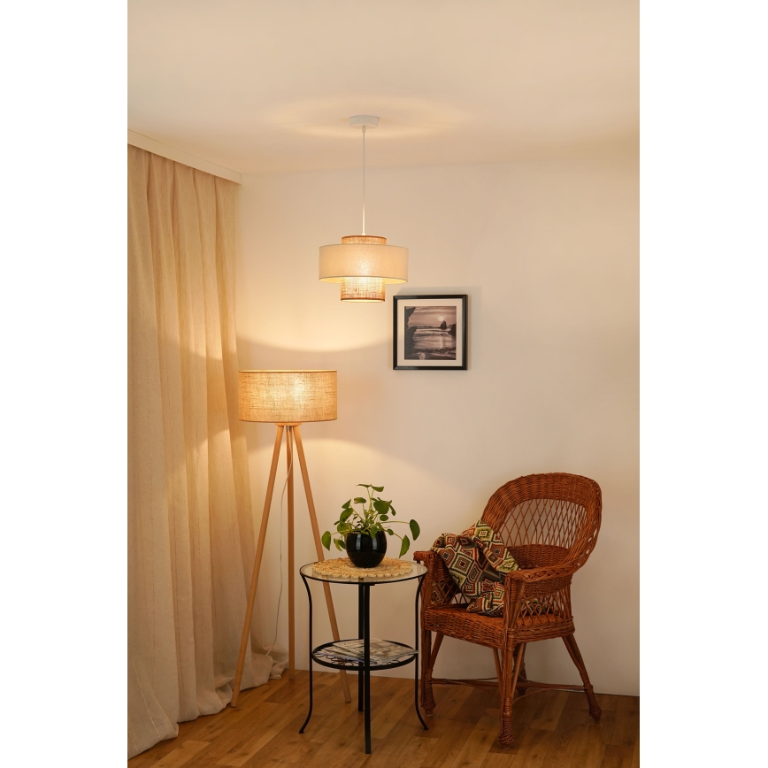Brilagi - Pakabinamas sietynas DALLAS 1xE27/15W/230V diametras 30 cm ruda/kreminė/balta