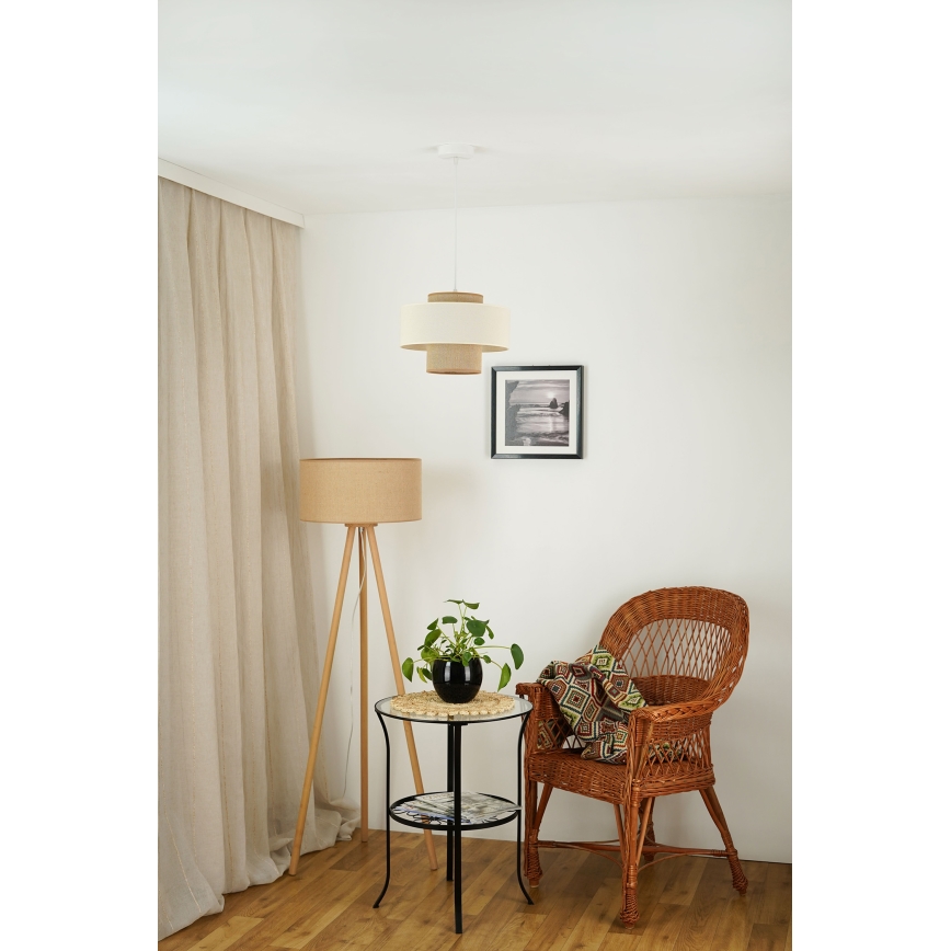 Brilagi - Pakabinamas sietynas DALLAS 1xE27/15W/230V diametras 30 cm ruda/kreminė/balta