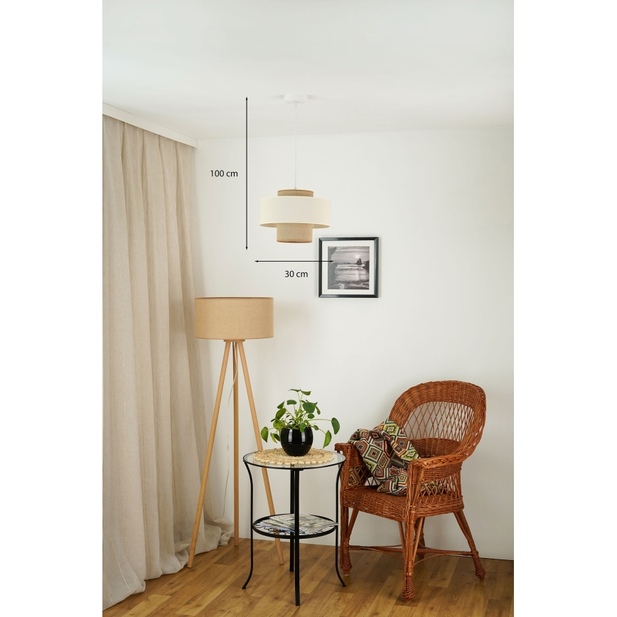 Brilagi - Pakabinamas sietynas DALLAS 1xE27/15W/230V diametras 30 cm ruda/kreminė/balta